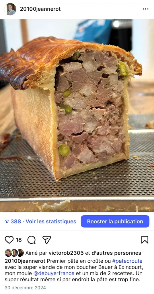 Atelier Pâté-Croûte Chez Bru À Lyon : Récit D'Une Journée Avec Bruno Poncet 2 Visuel Du Post Instagram De Mon Premier Pâté En Croute